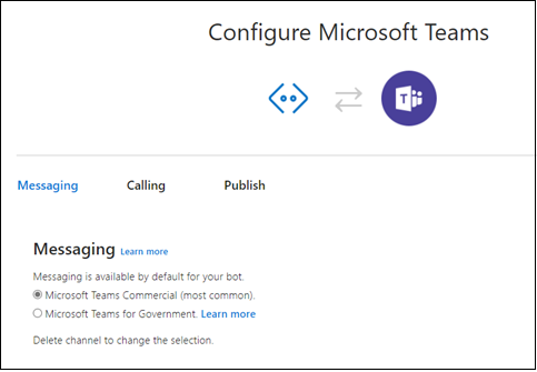 Captura de ecrã a mostrar como adicionar o canal do Microsoft Teams.