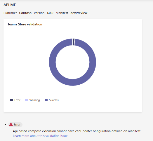 Captura de ecrã a mostrar a mensagem de erro ao carregar uma aplicação para o Teams juntamente com a opção para copiar os detalhes do erro para a área de transferência.