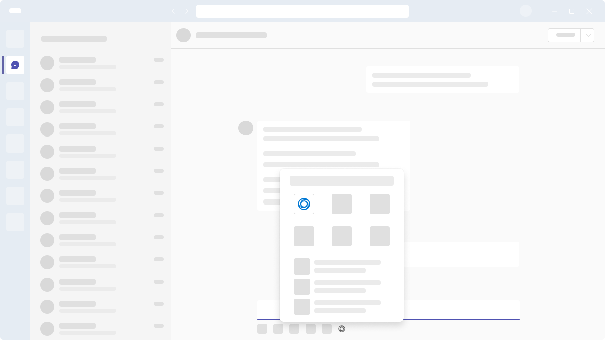 O exemplo mostra um ícone de aplicação na lista de opções da extensão de mensagem.