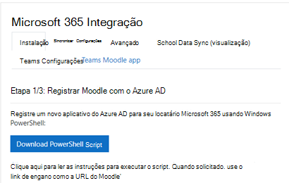 Captura de ecrã a mostrar a integração do Microsoft 365.