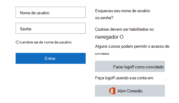 Captura de ecrã a mostrar o início de sessão no open-id connect.