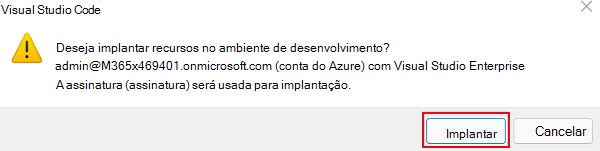 Captura de ecrã a mostrar a caixa de diálogo de confirmação a implementar.