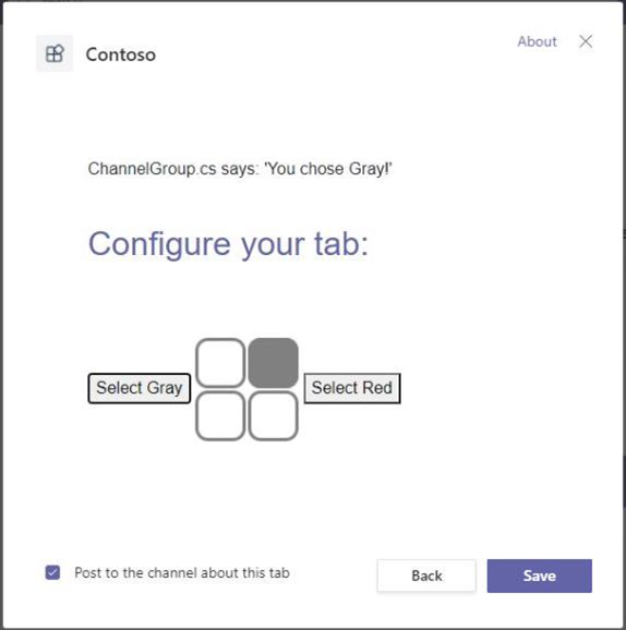 Captura de ecrã a mostrar o separador Configurar com a opção selecionar cinzento.