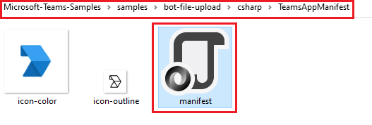 Captura de ecrã a mostrar a seleção do ficheiro json do manifesto.