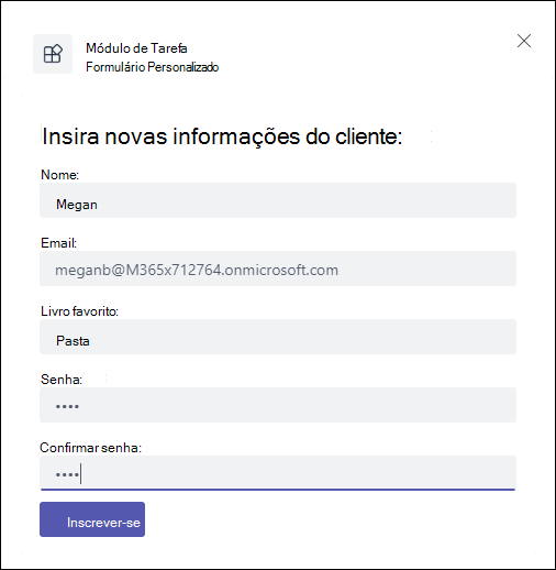 Texto do Formulário Personalizado