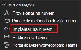 Captura de ecrã a mostrar a implementação na cloud.