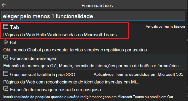 Captura de ecrã a mostrar para adicionar a funcionalidade de aplicação para adicionar à sua nova aplicação.