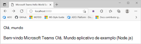 Captura de ecrã a mostrar a imagem a mostrar Node.js anfitrião local.