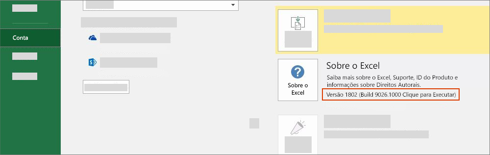 Verificar sua versão do Office.