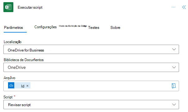 O conector concluído do Excel Online (Business) no Power Automate.