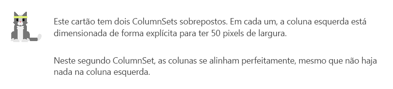 Uma captura de tela do cartão de exemplo de largura.