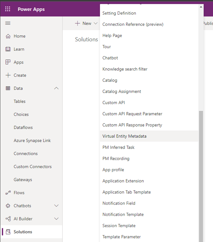 Add a new virtualentitymetadata to your solution.