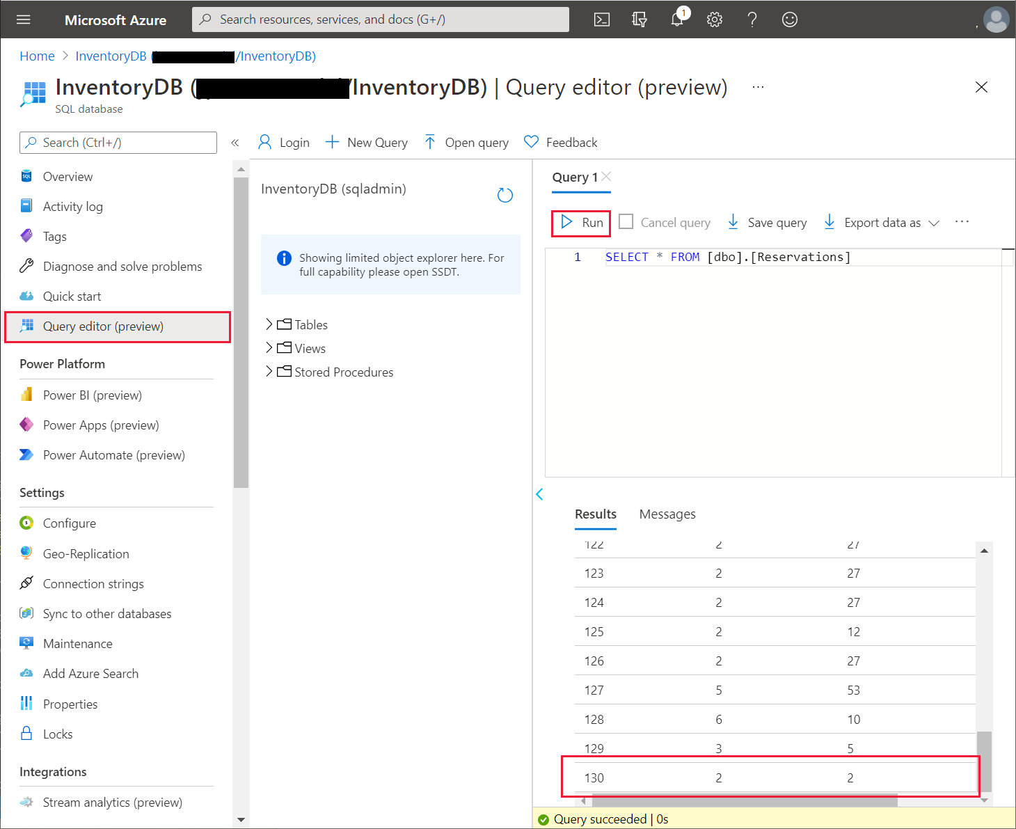 A consulta resulta no Banco de Dados SQL.