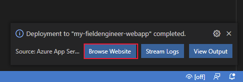 Navegue até a caixa de diálogo do site no VS Code.