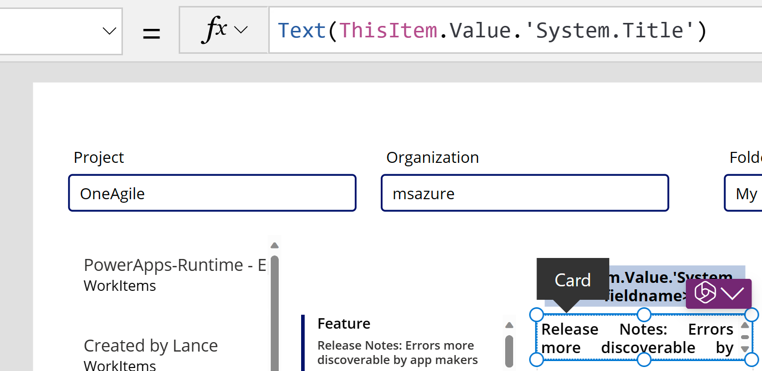 Este é o controle de entrada de texto referente ao título do item de trabalho.