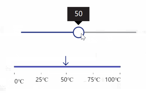 Aplicativo sendo reproduzido que moverá o controle deslizante dentro do componente à medida que o controle slider for movido