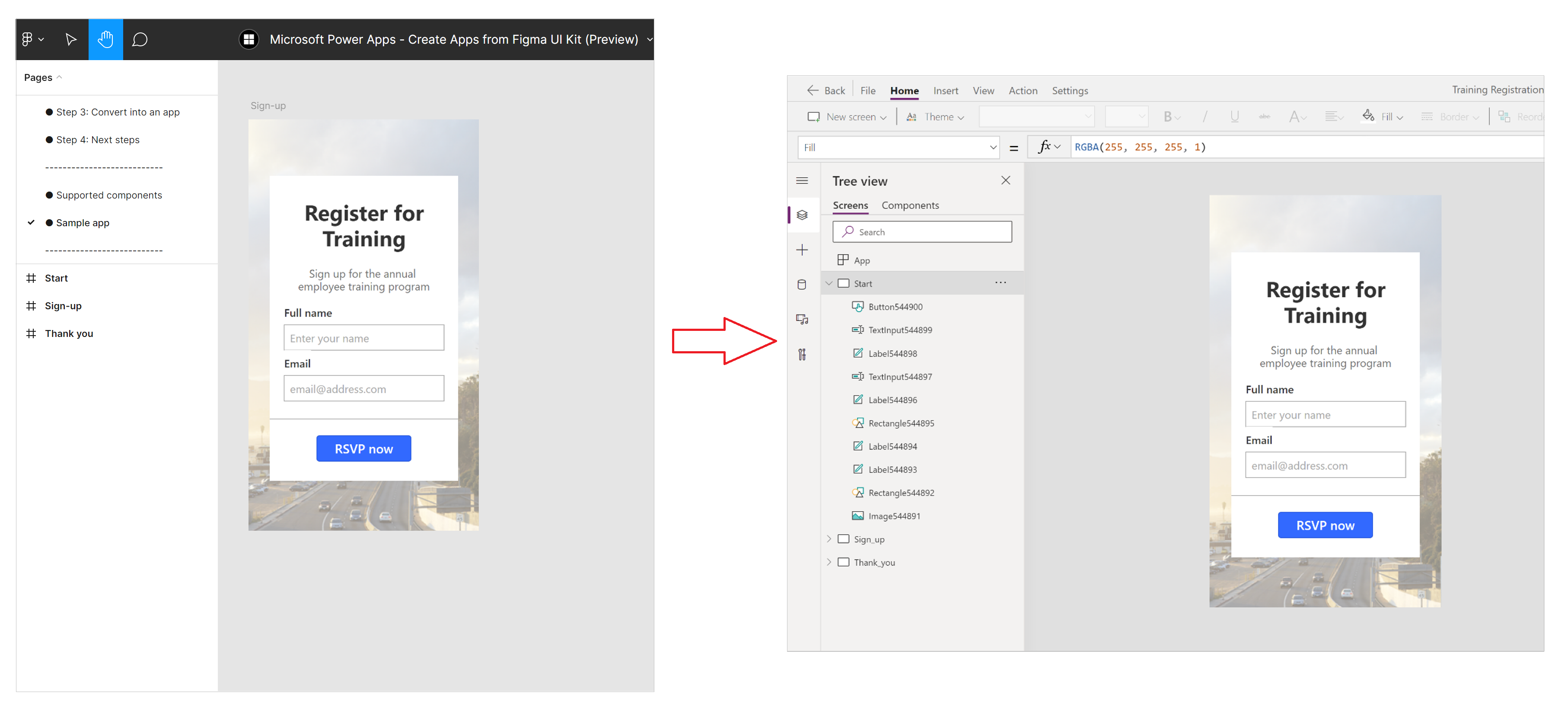 Criar um aplicativo com base em uma página ou um quadro do Figma.