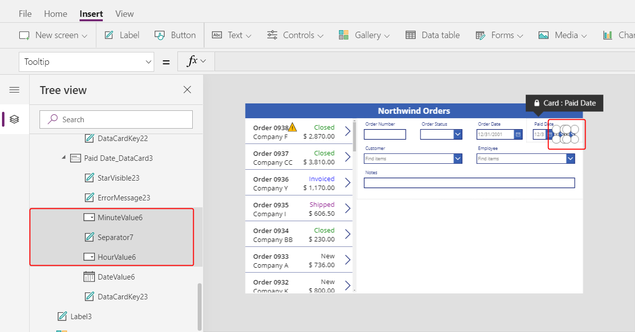 Selecionar controle de tempo no cartão Data de Pagamento.