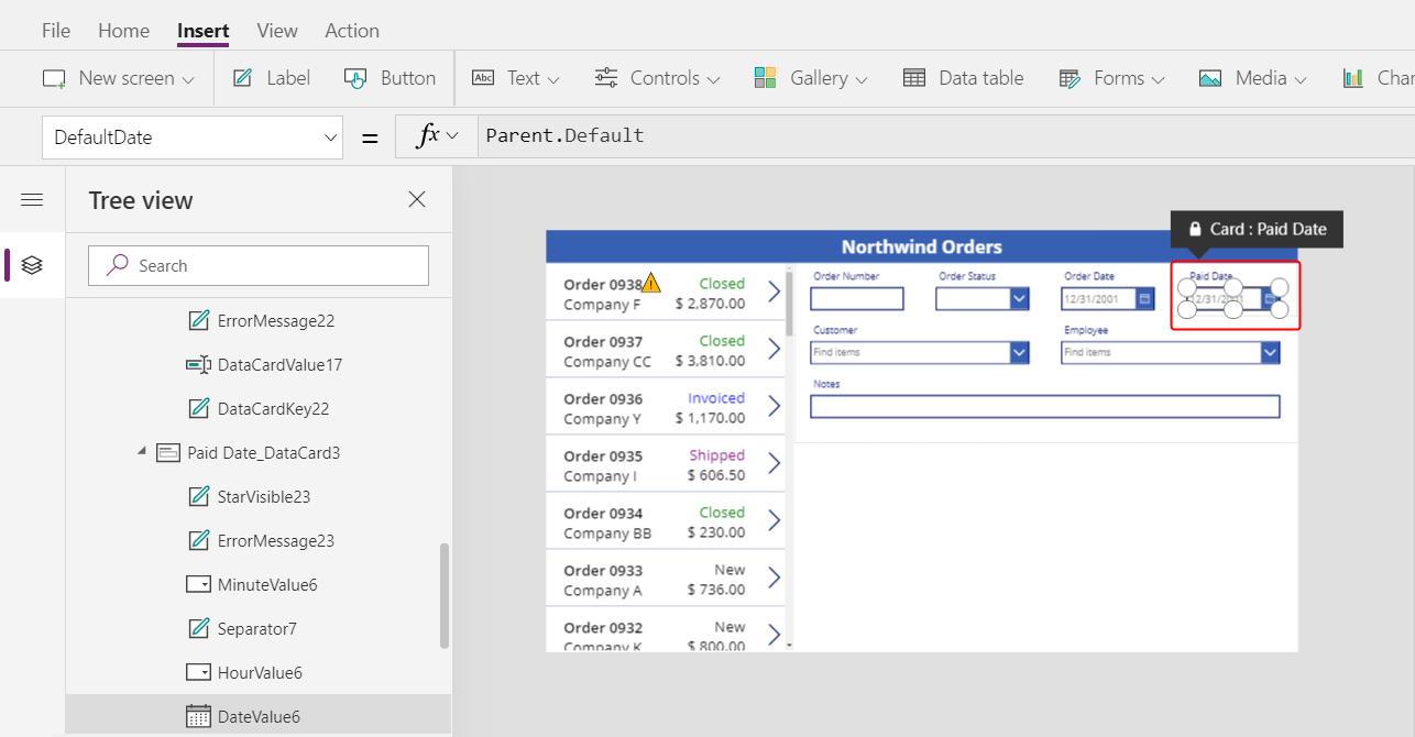 Redimensionar o controle Seletor de data.