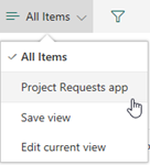 Exibir o aplicativo Project Requests.