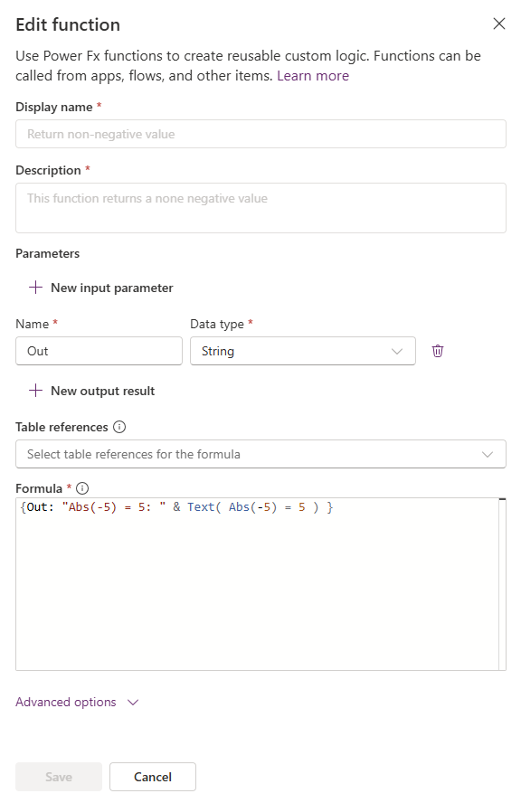 Abs function that uses the number 5.