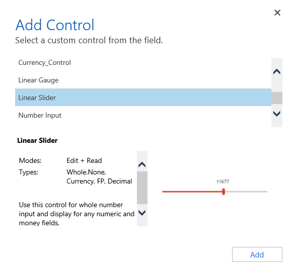 Adicionar controle deslizante linear.