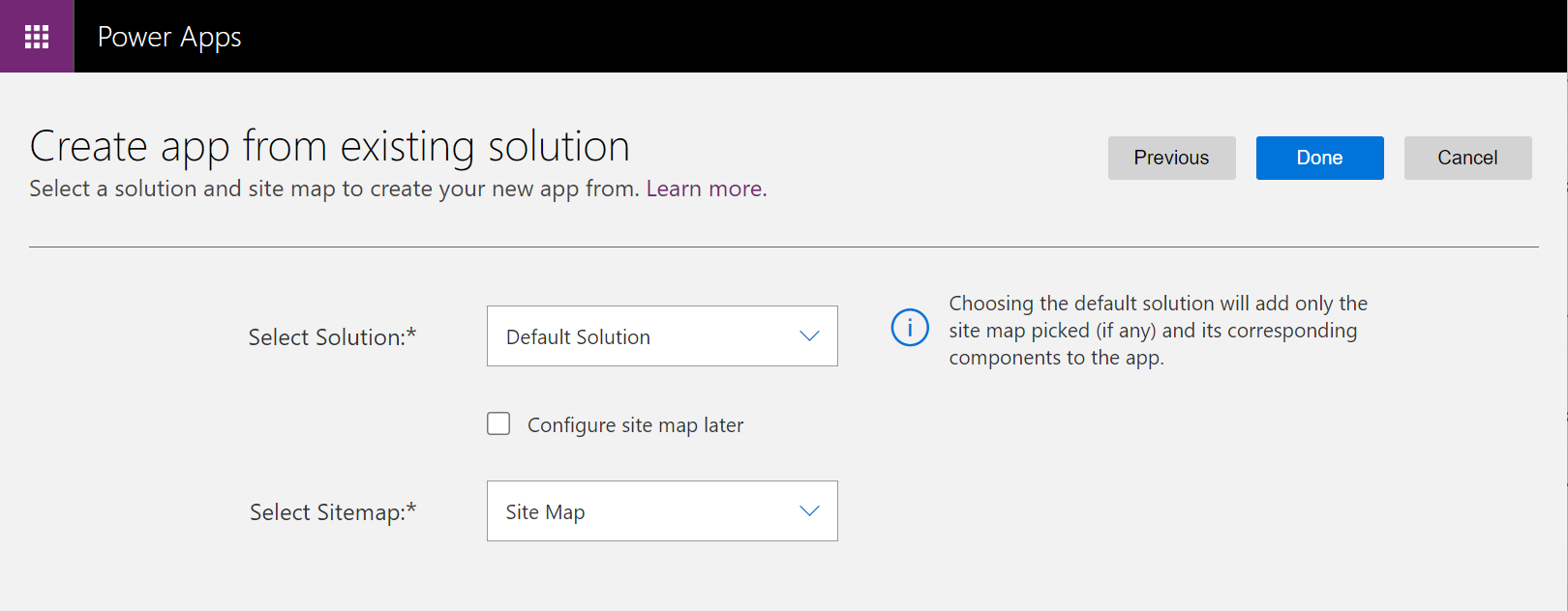 Criar aplicativo com base no mapa do site da solução existente