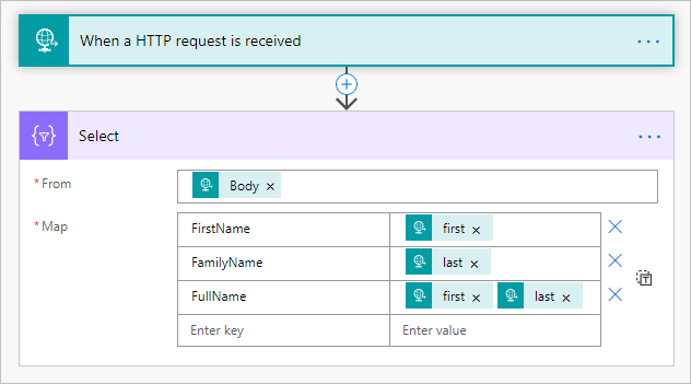 Configure a ação selecionar.