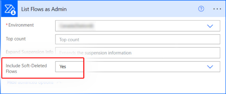 Captura de tela da adição da ação 'Listar Fluxos como Administrador'.