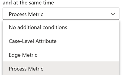 Captura de tela da seleção de métrica de Atributo de Nível de Caso/Métrica de Borda/Métrica do processo.