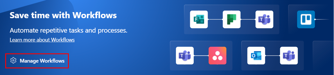 Captura de tela da seção 'Economize tempo com Workflows'.