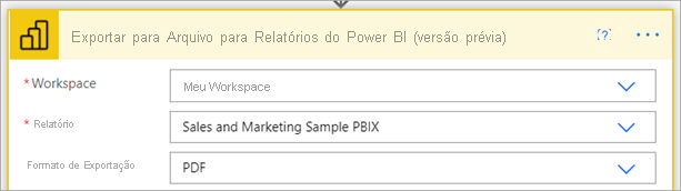 Captura de tela da exportação para arquivo de relatórios do Power BI.