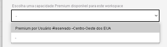 Uma captura de tela mostrando como Escolher a capacidade Premium ou Premium por usuário.