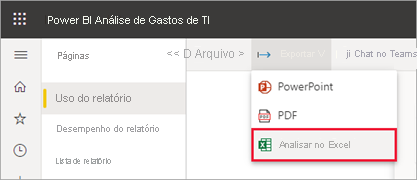 Captura de tela da análise no Excel.