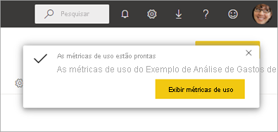 Captura de tela do relatório Métricas de uso pronto.
