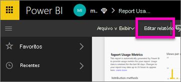 Screenshot showing select Edit report.