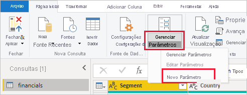 Captura de tela que mostra o menu Faixa de Opções.