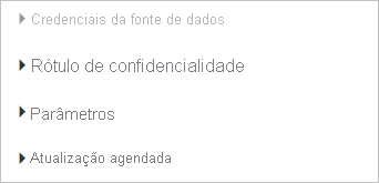Captura de tela da guia de gateway de dados local do serviço do Power BI mostrando as credenciais da fonte de dados esmaecidas.