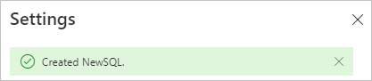  Captura de tela da criação bem-sucedida da fonte de dados SQL.