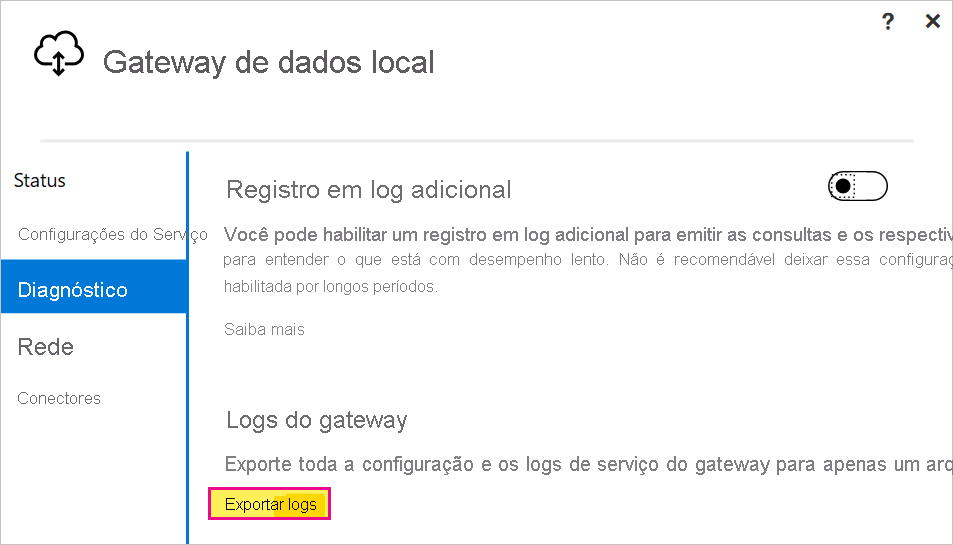 Exportar logs do gateway