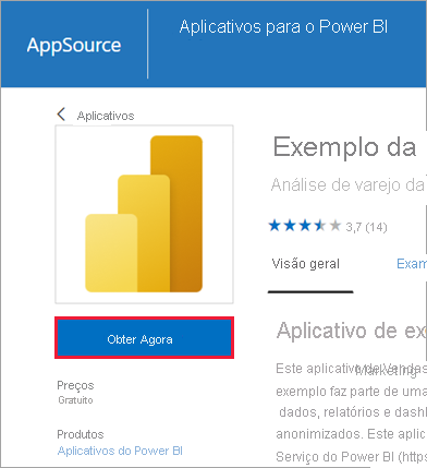 Captura de tela do botão Obter Agora para instalar um aplicativo.