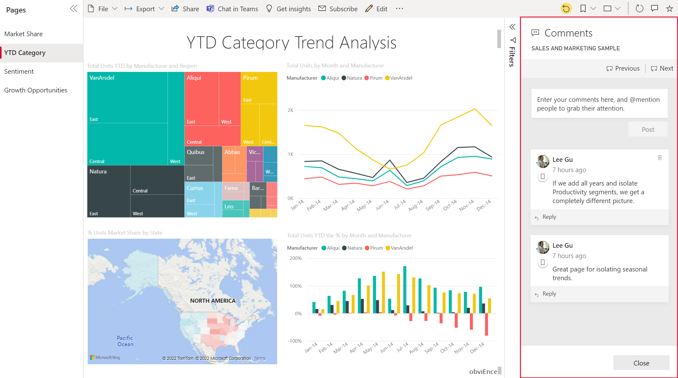 Captura de tela mostrando um dashboard com a seção Comentários descrita.