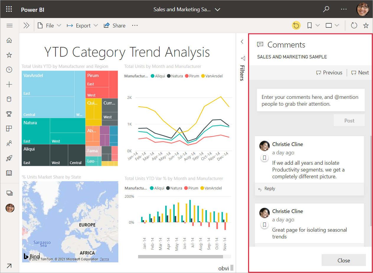 Screenshot showing a dashboard with the Comments section outlined.