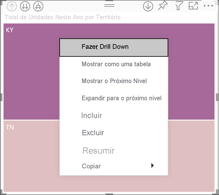 Captura de tela do menu de clique com o botão direito do mouse em um ponto de dados.