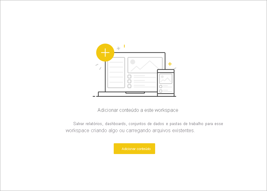 Uma captura de tela de um espaço de trabalho vazio no serviço do Power BI.