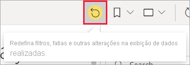 Captura de tela da barra de menus superior com o ícone Redefinir para padrão selecionado.