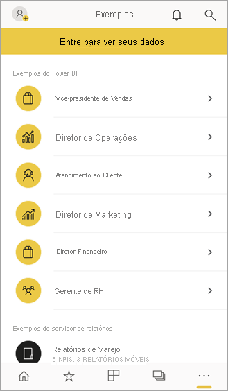 Exemplos do Power BI para dispositivos móveis