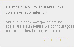 Captura de tela de uma caixa de diálogo mostrando a permissão para o Power BI abrir links com o navegador interno.