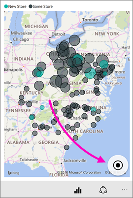 Captura de tela de um mapa mostrando o mapa central da sua localização atual Kentucky.