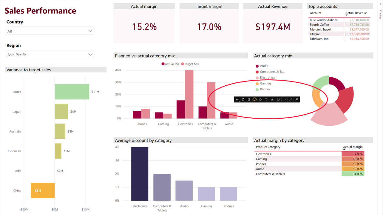 Report in presentation mode and undocked toolbar